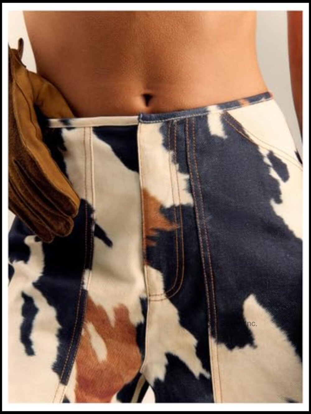 Western Cow Print Wide Leg Denim Pants Casual Y2k Trousers - Picture 4 of 5